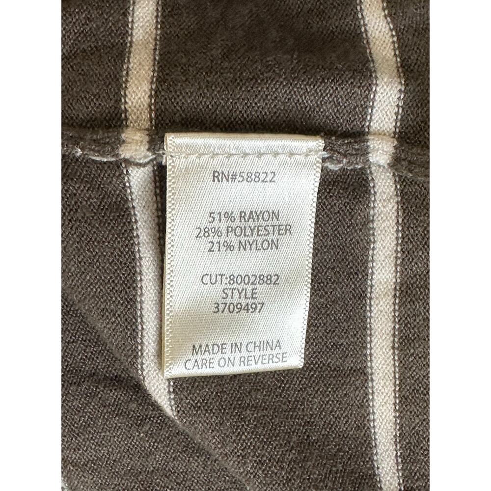 Max Studio London Olive Green & White Striped Knit Polo Sweater, NWT - Picture 4 of 6